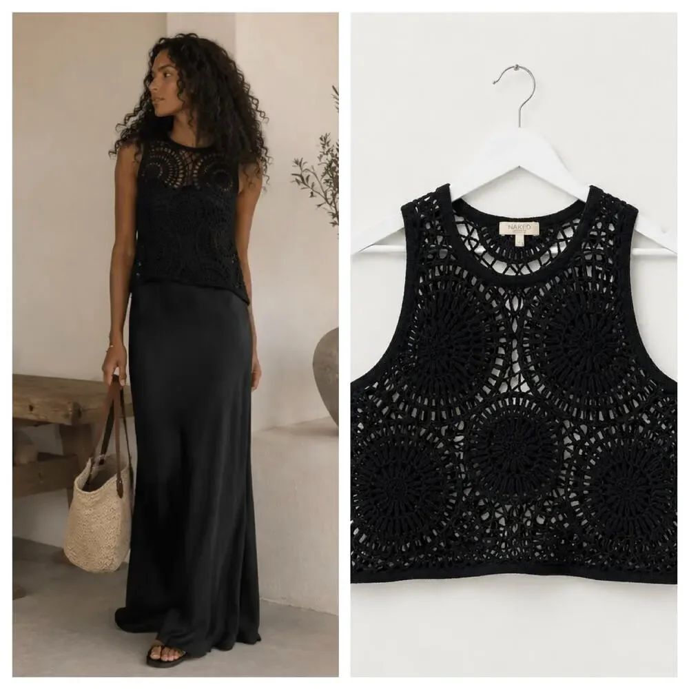 NakedCashmere VIVIANA CROCHET CASHMERE BLEND TANK XS